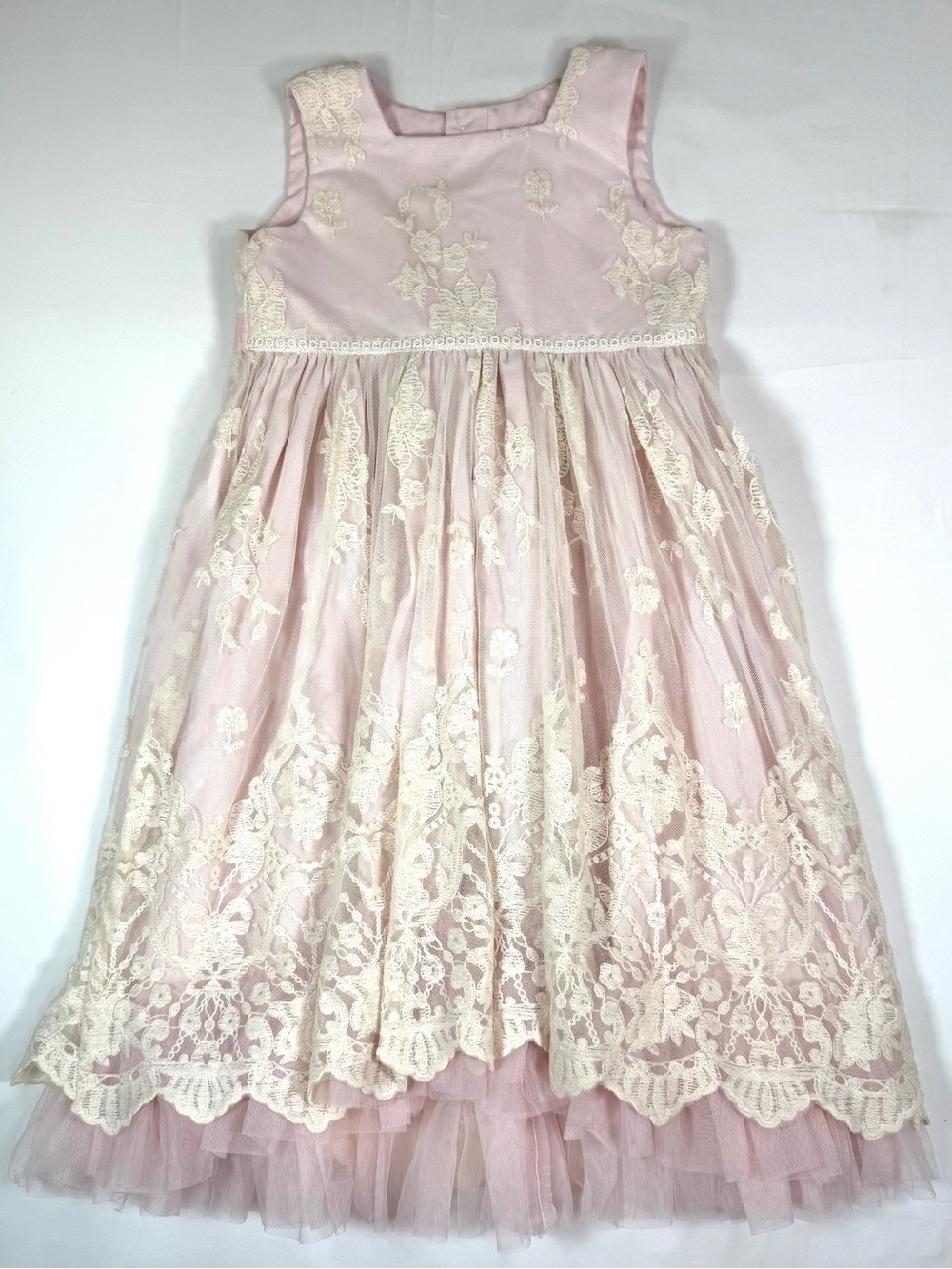 FRILLY FROCKS Elouise Heirloom Blush Floral Lace Tulle Princesscore Dress Size 5
